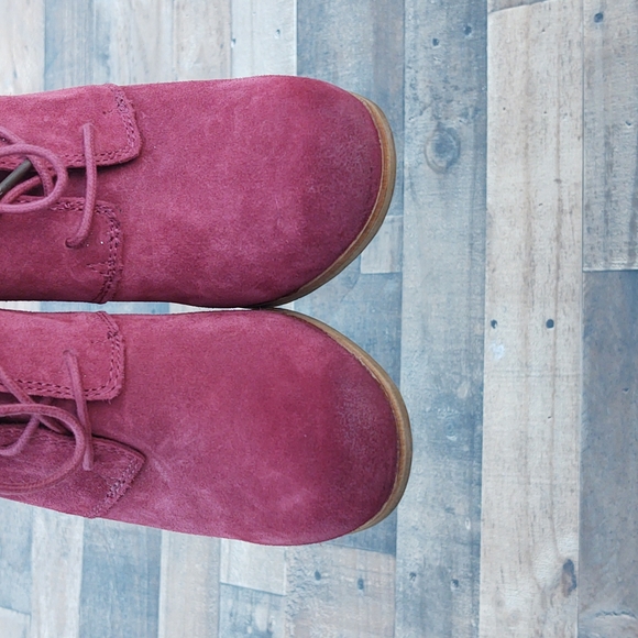 Toms Lunata Oxblood Burnished suede Block heel Bootie sz 9 EU 40 - Picture 6 of 15
